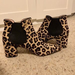 Zara Leopard Print Calfhair Ankle Boots